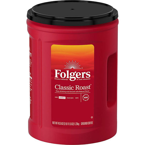 Folgers Classic Roast Ground Coffee, 43 oz
