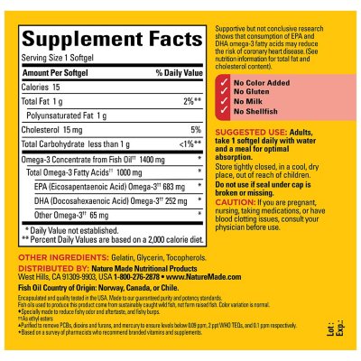 Nature Made Burp-Less Ultra Omega-3 aus Fischöl 1400 mg Weichkapseln, 2 Stk. Packung