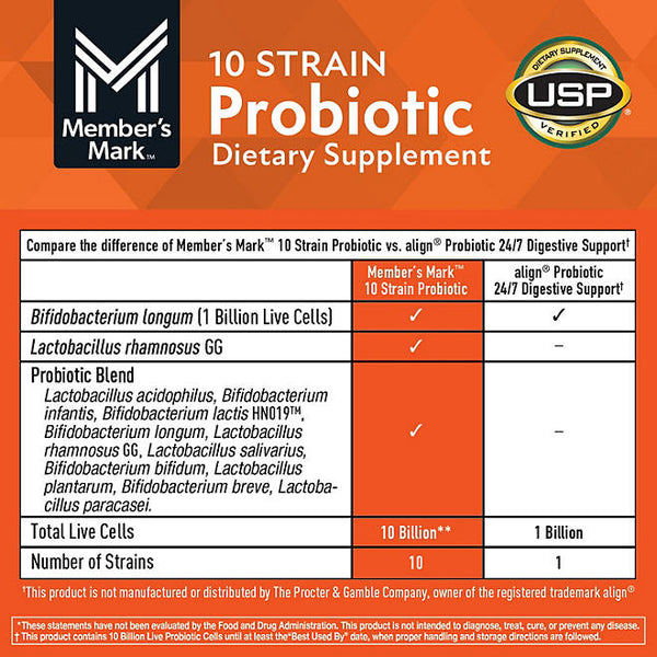 Member's Mark 10 Strain Probiotic Kapseln, 84 Stk.