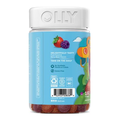 OLLY Kids Multi + Probiotic Vitamin-Fruchtgummis Yum Berry Punch, 160 Stk.