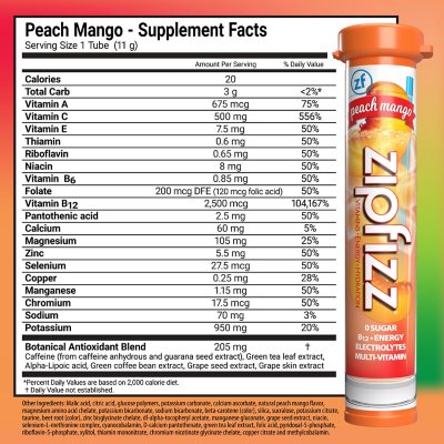 Zipfizz Energy Drink Mix Pulver, Peach Mango, 20 Stk.