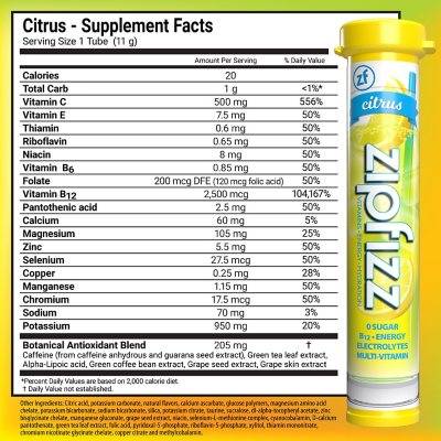 Zipfizz Energy Drink Mix Getränkepulver, Citrus, 20 Stk.