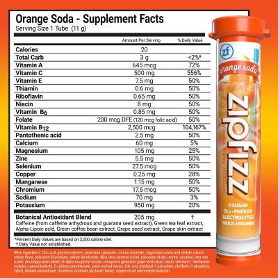 Zipfizz Energy Drink Mix, Orange Soda, 20 ea