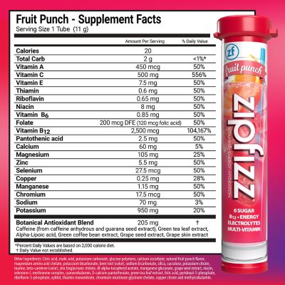 Zipfizz Energy Drink Mix Pulver, Fruit Punch, 20 Stk.