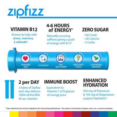 Zipfizz Energy Drink Mix Pulver, Fruit Punch, 20 Stk.