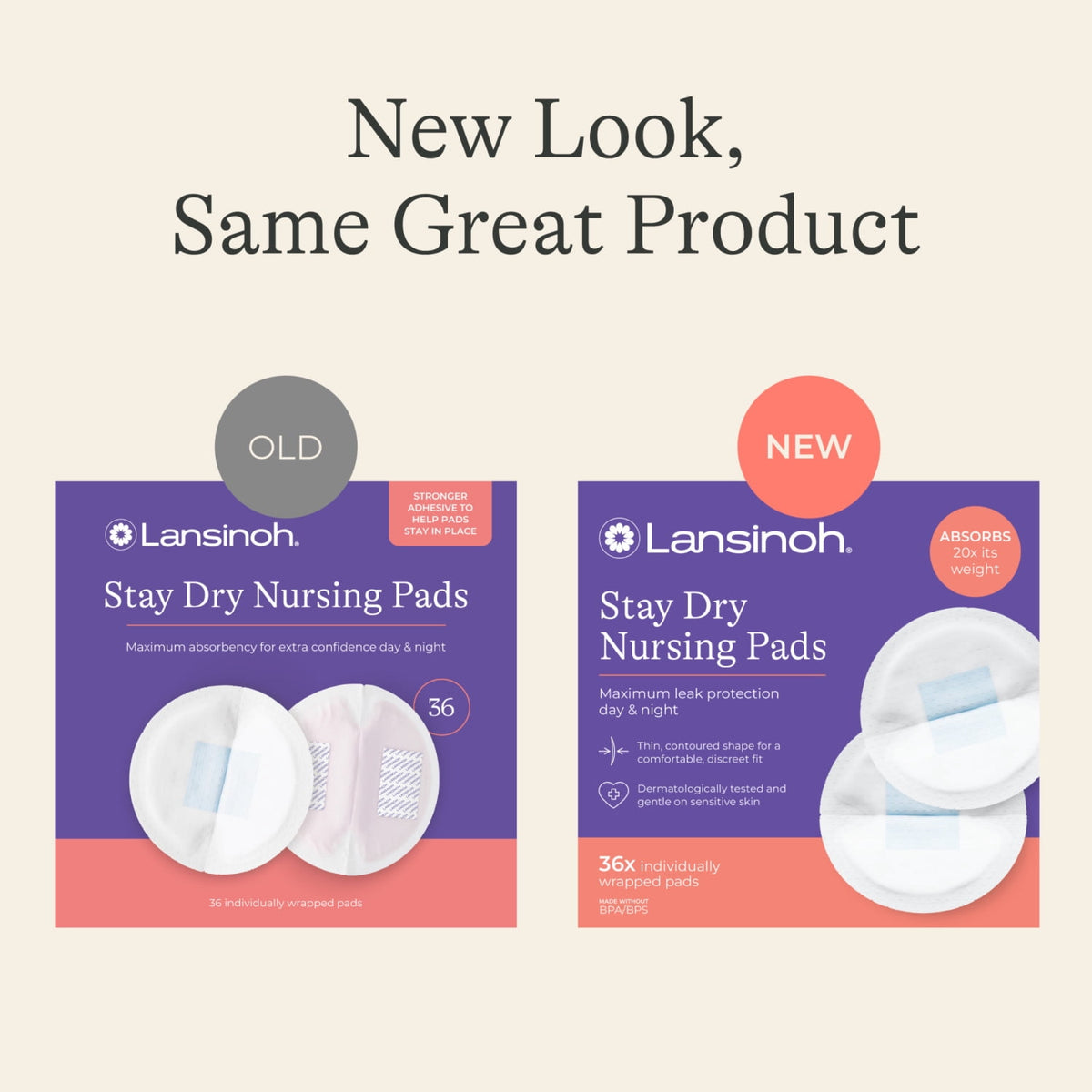 Lansinoh Stay Dry Disposable Nursing Pads for Breastfeeding, 36 Count
