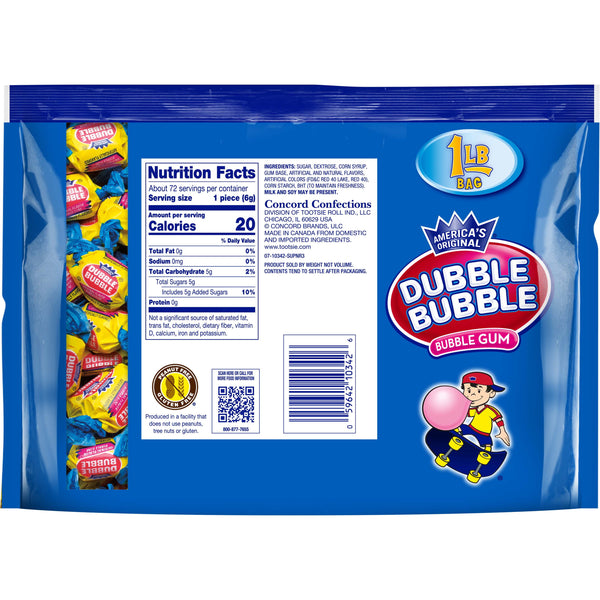 Dubble Bubble Twist Gum, Individually Wrapped Bubble Gum, Peanut Free & Gluten Free 16 oz