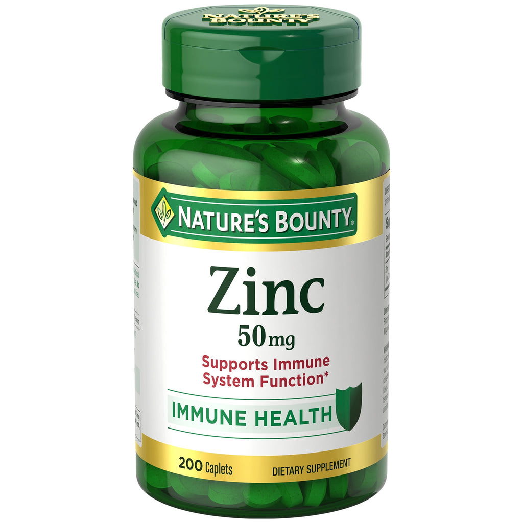 Nature's Bounty Zinc, Immune and Antioxidant Support, Dietary Supplement, 50mg, Caplets, 200 Ct