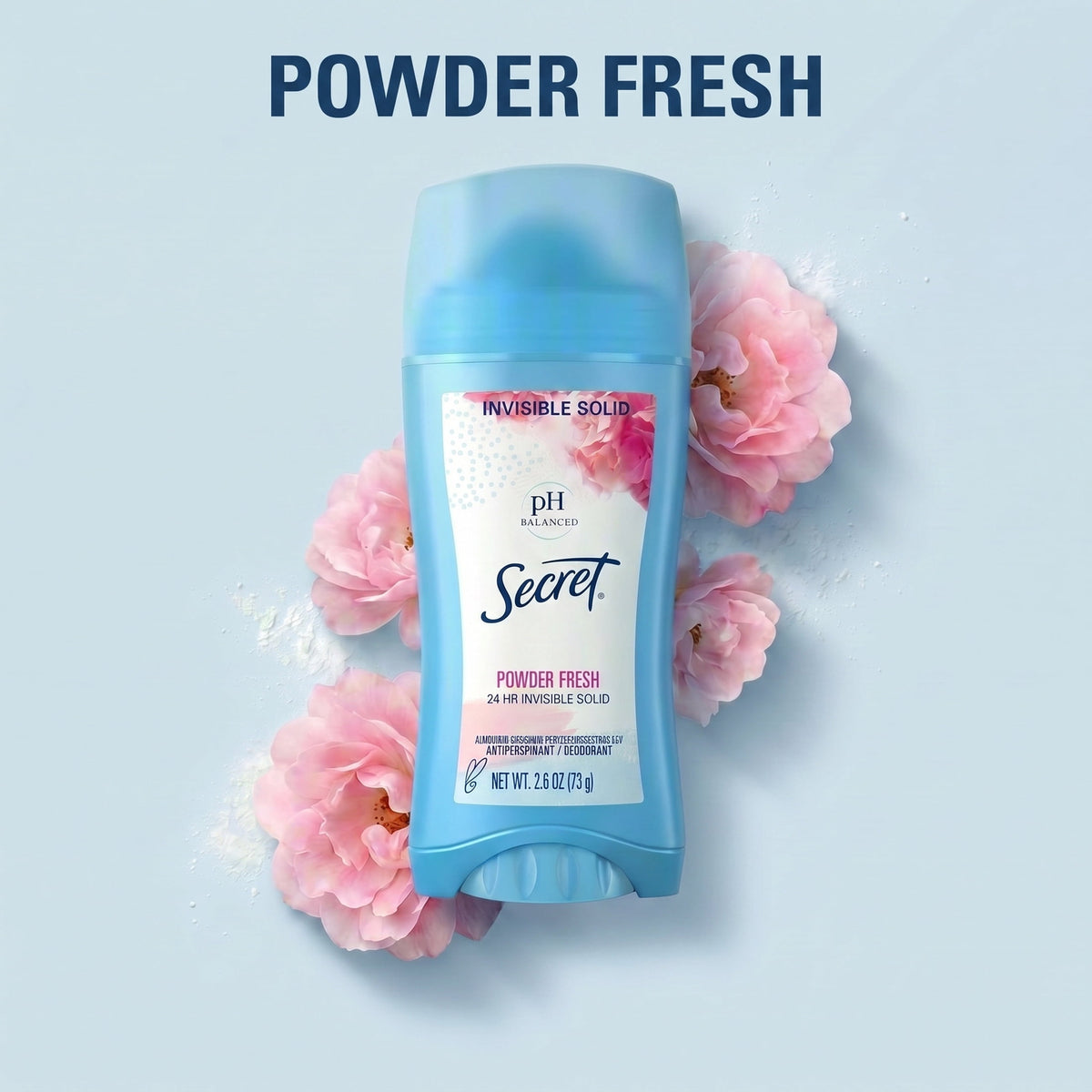 Secret Invisible Solid Antiperspirant Deodorant, Powder Fresh, 2.6 oz, Twin Pack