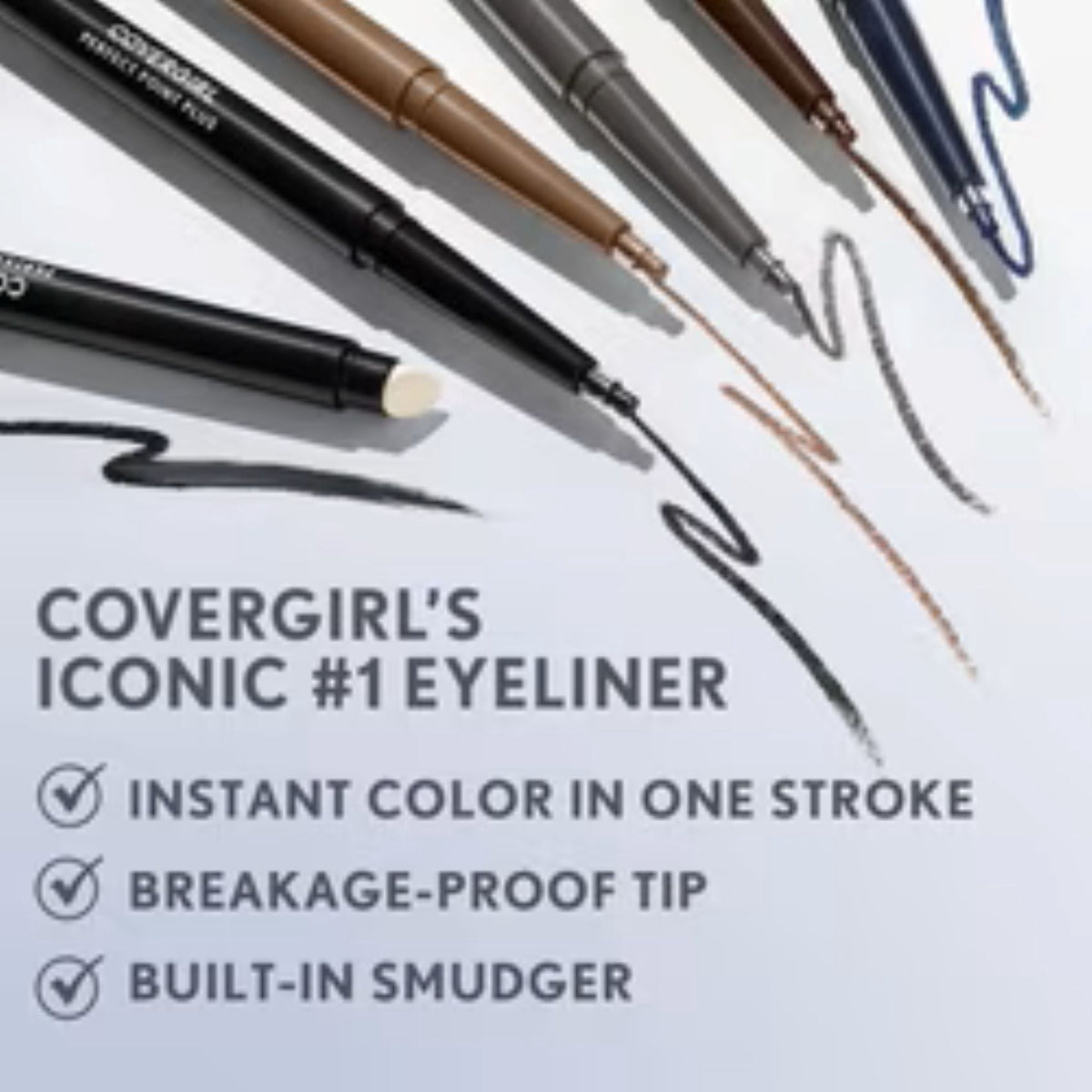 COVERGIRL Perfect Point Plus Eyeliner Pencil, Black Onyx Pack of 1, Long-Lasting, Versatile Black Eyeliner, Soft Smudging Tip, No Sharpening Needed