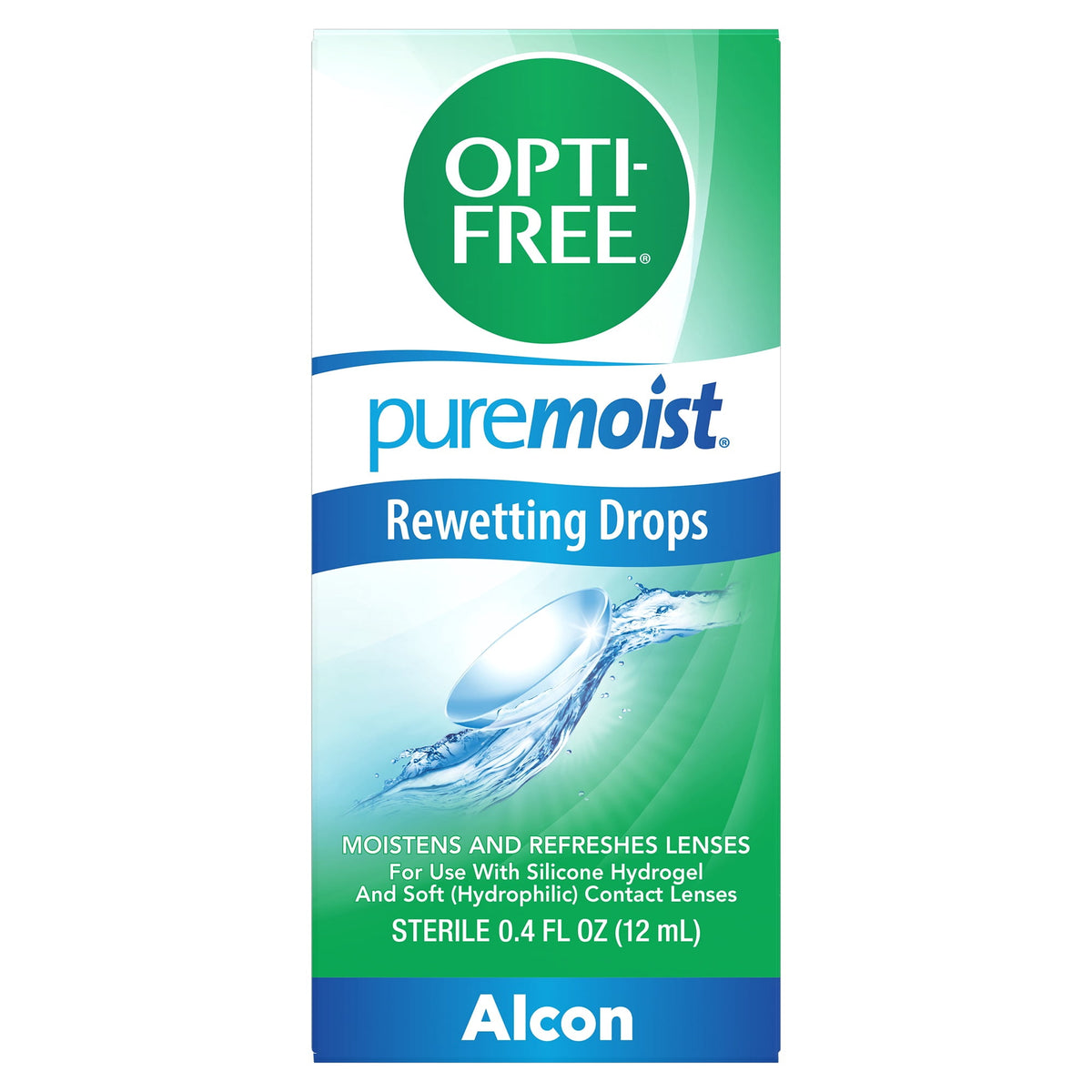 OPTI-FREE Puremoist Contact Lens Rewetting Drops for Soft Lenses, 12 mL
