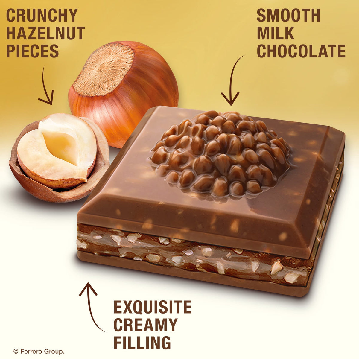 Ferrero Rocher premium chocolate bar, Milk Chocolate with Hazelnut Filling, Perfect Self Treat, 3.1 oz Each