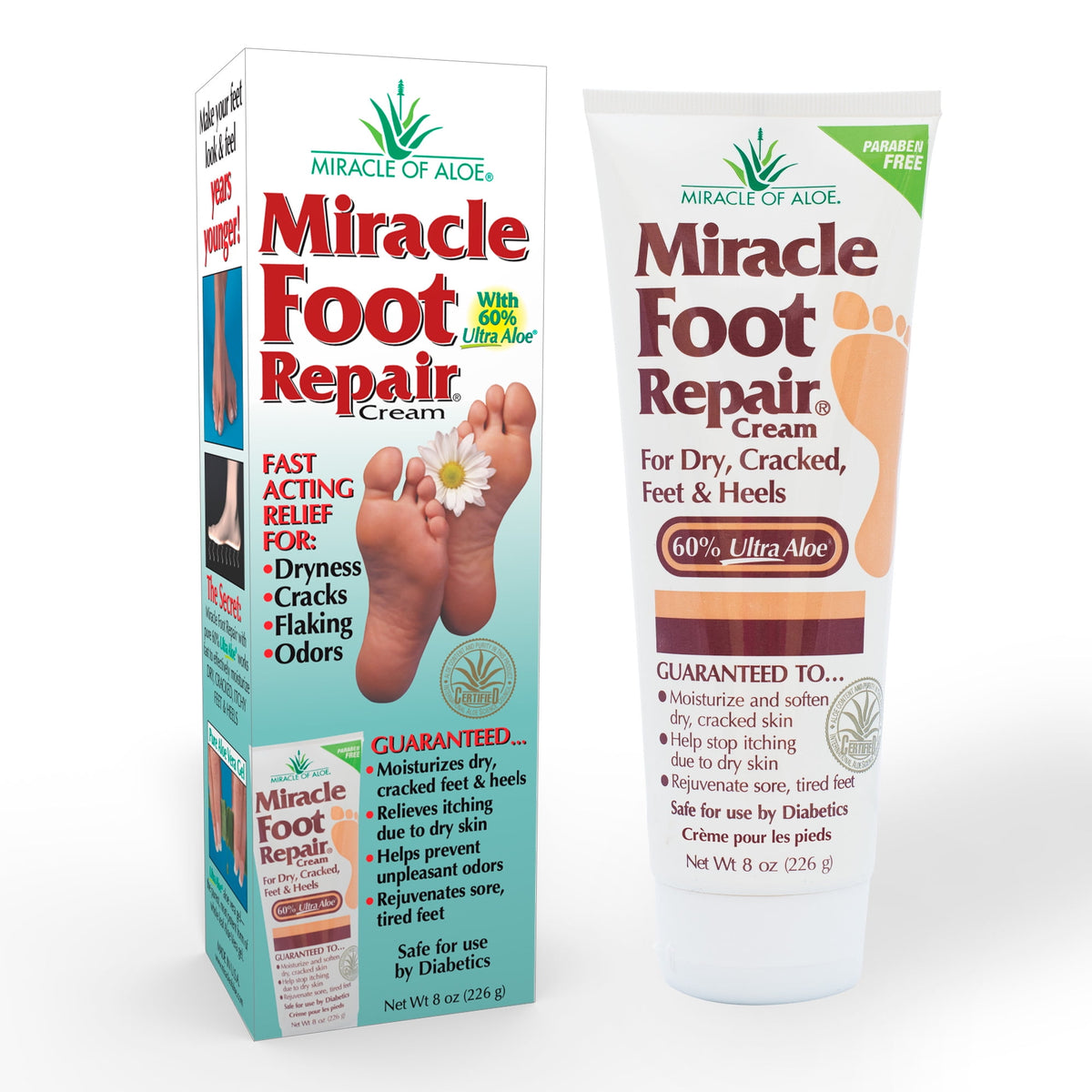 Miracle Foot Repair Cream from Miracle of Aloe, with 60% Ultra Aloe, As Seen On TV, 8 oz.