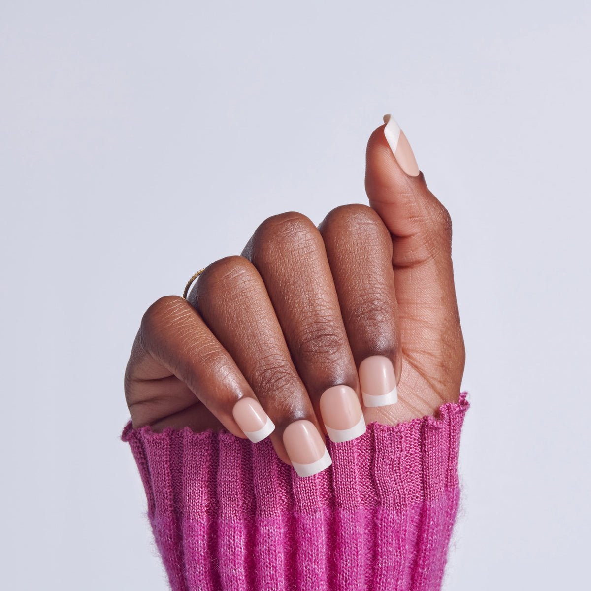 Broadway by Kiss French Tip Press On Nails, ‘String of Pearls’, White, Short Squoval, 28 Count