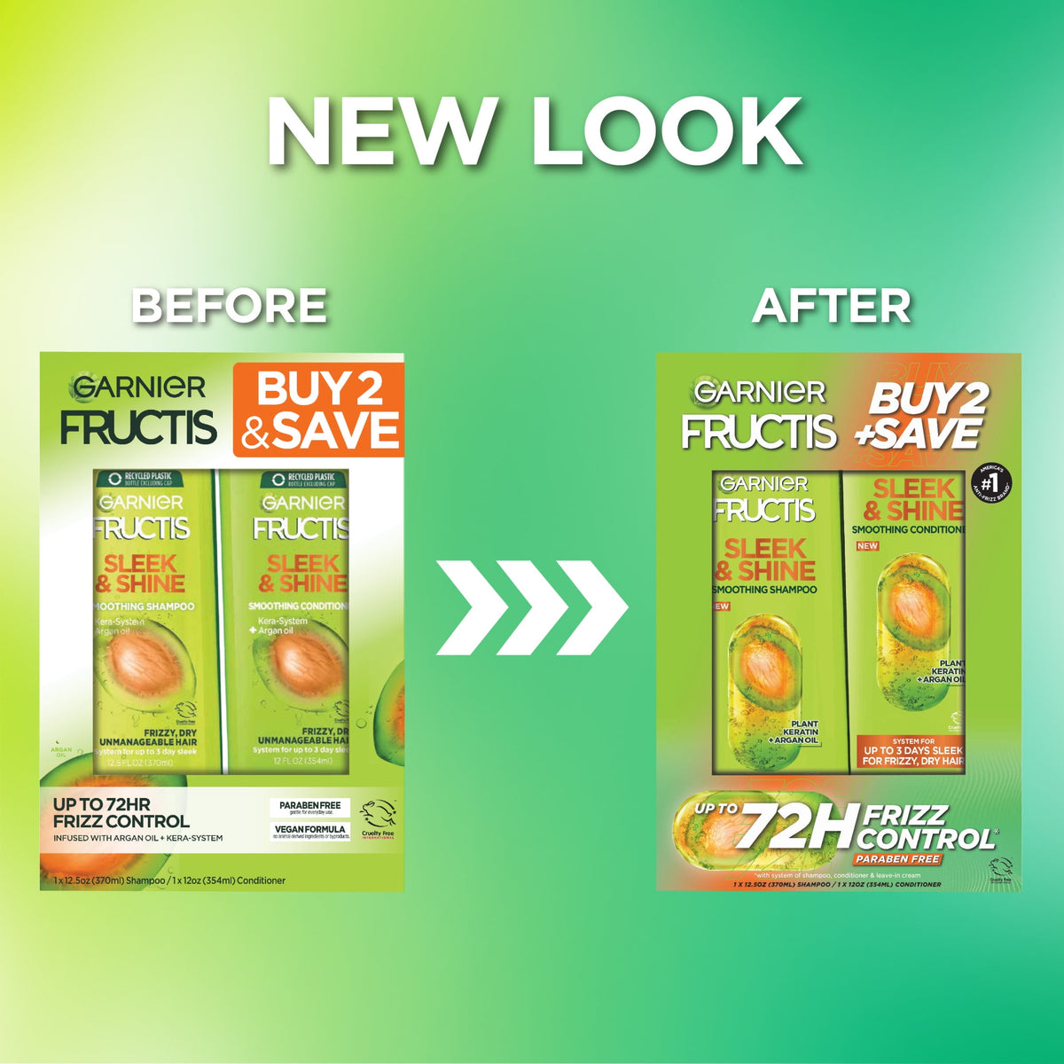 Garnier Fructis Sleek & Shine Shampoo and Conditioner for Frizzy Dry Hair, 1 kit