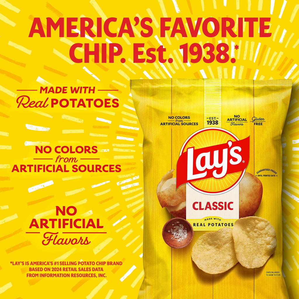 Lay's Classic Potato Snack Chips, 1 oz Bags, 10 Count Multipack