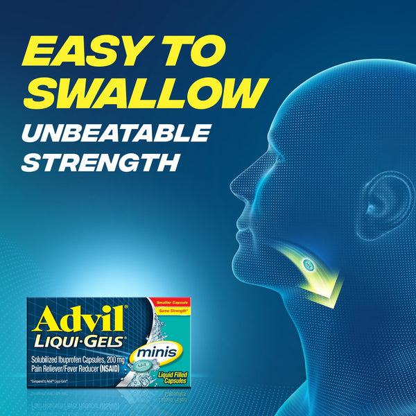 Advil Liqui-Gels Minis Pain Relievers for Headache Relief, Fever Reducer Liquid Filled Capsules, 200 Mg Ibuprofen, 80 Count