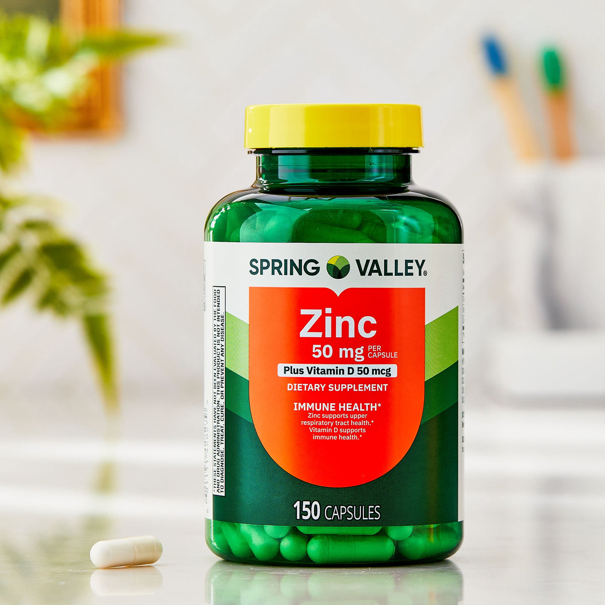 Spring Valley Zinc with Vitamin D, 50 mg, 150 Count, Dietary Supplement Capsules for Immune Health