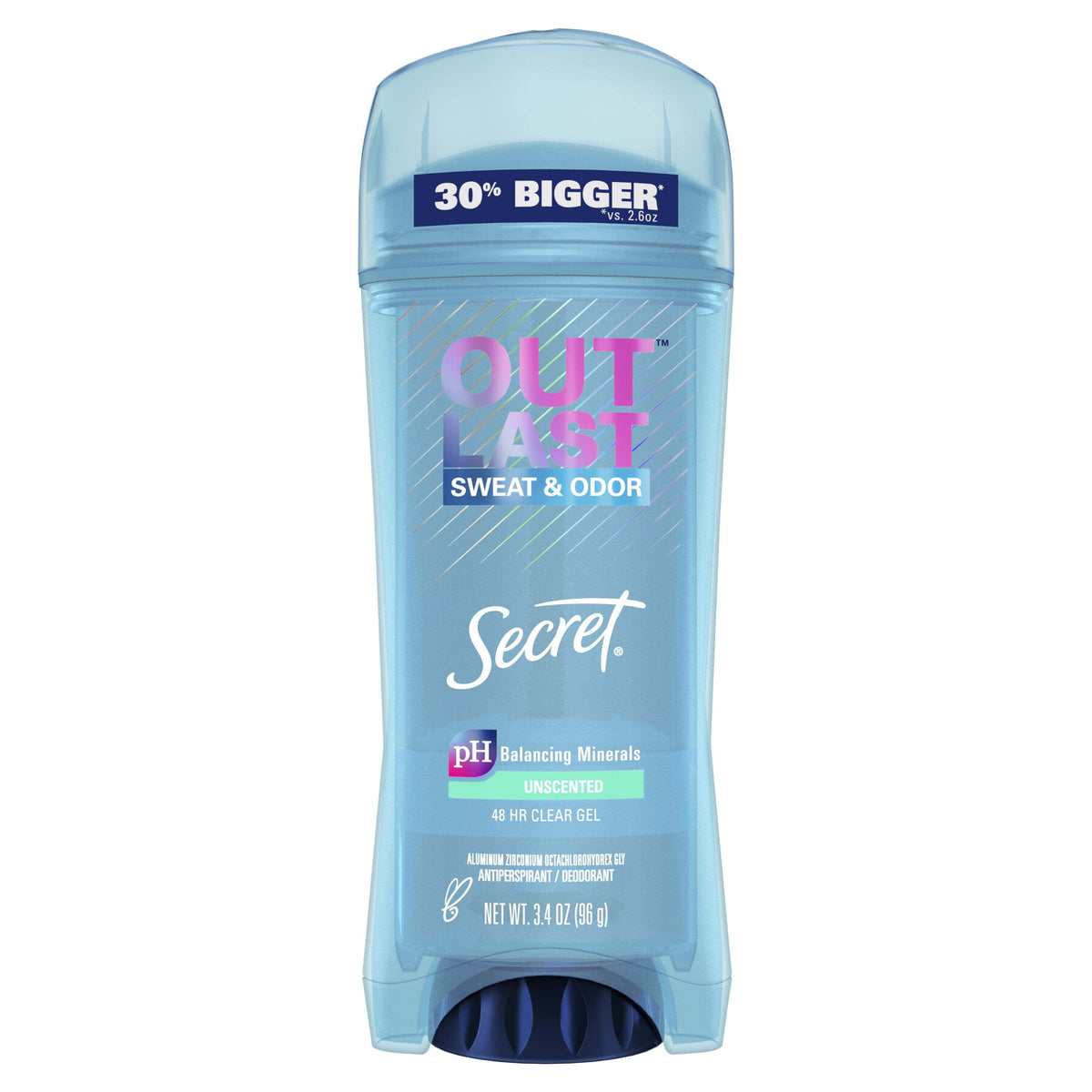 Secret Outlast Antiperspirant Deodorant for Women, Clear Gel, Unscented, 3.4 oz