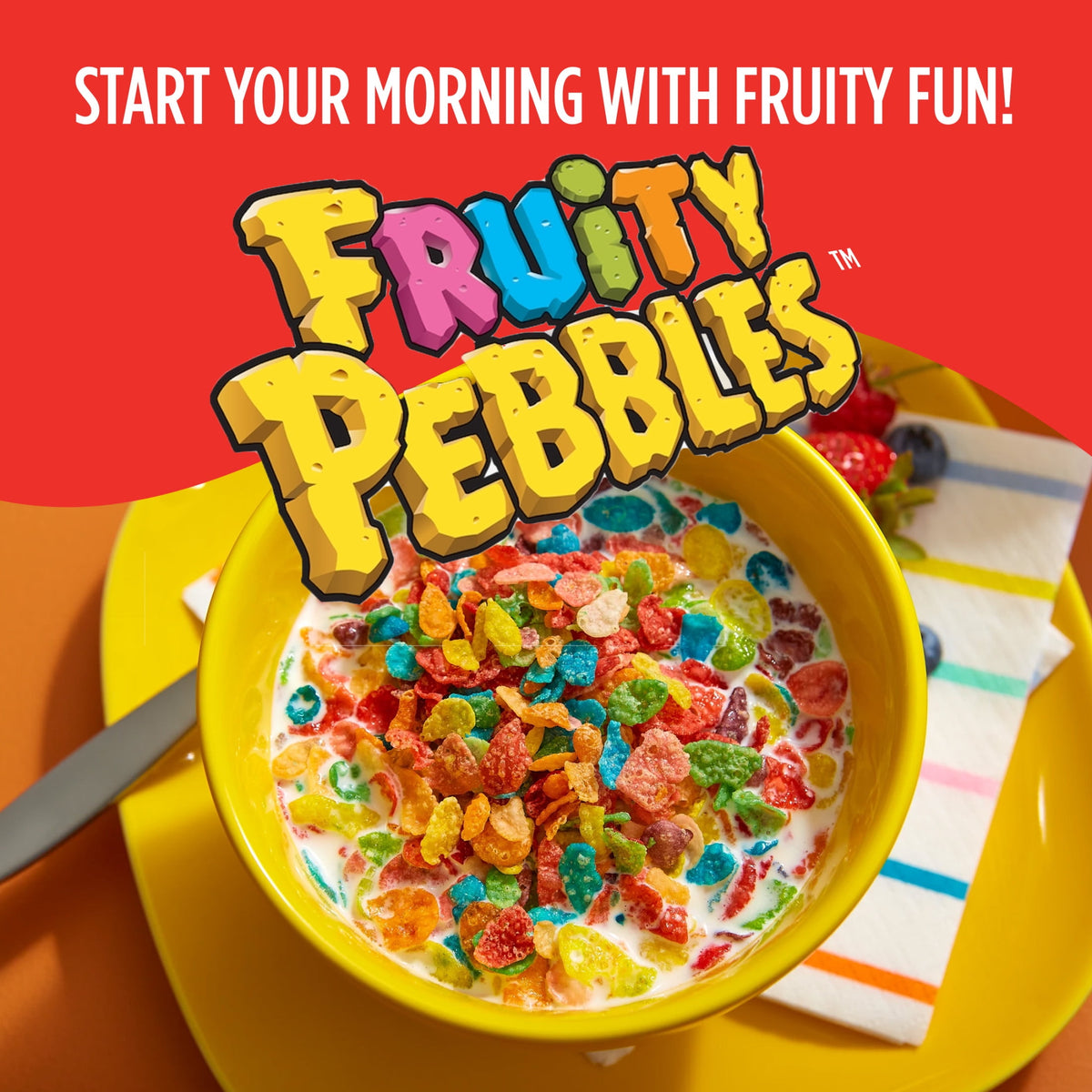 Fruity PEBBLES Gluten Free Breakfast Cereal for Kids, 19.5 oz Box
