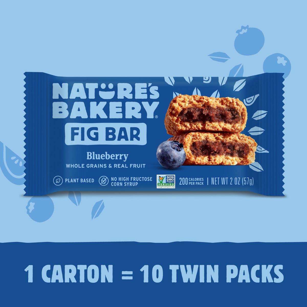 Nature's Bakery Blueberry Fig Bars, 10 Twin Packs, 2 oz Each