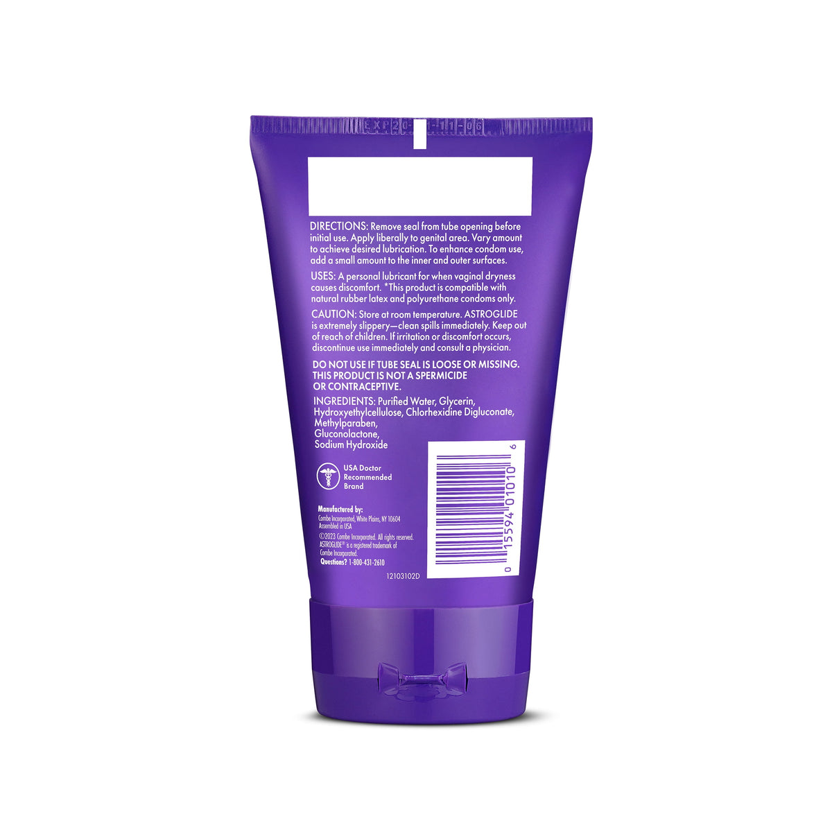 Astroglide Water Based Lube (4oz), Ultra Gentle Gel Personal Lubricant, Stays Put with No Drip, Sex Lube for Long-Lasting Pleasure for Men, Women