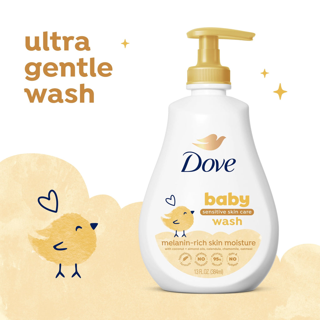 Baby Dove Sensitive Baby Wash For Baby Bath Time Melanin-rich Skin Nourishment Tear-Free And Hypoallergenic ,13 fl oz