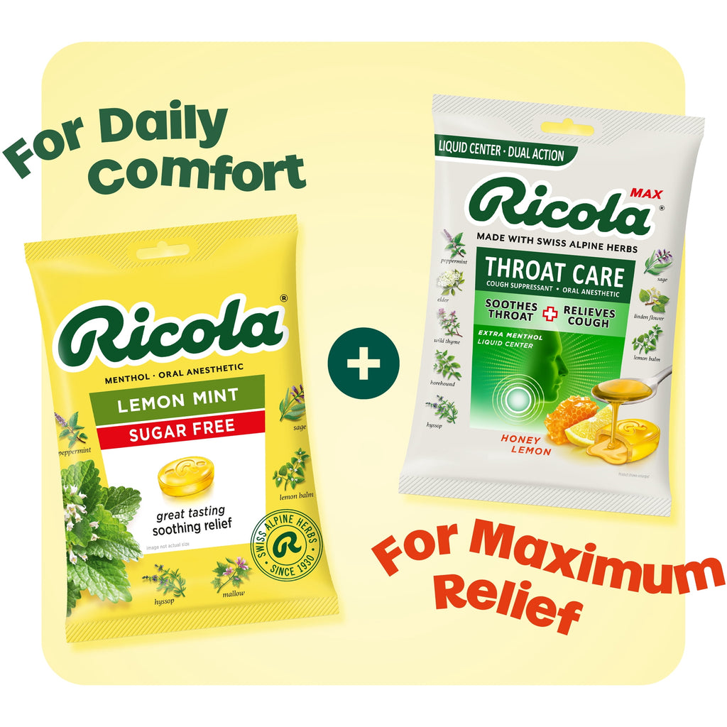 Ricola Sugar Free Lemon Mint Herbal Throat Drops, Value Pack, 19 Count