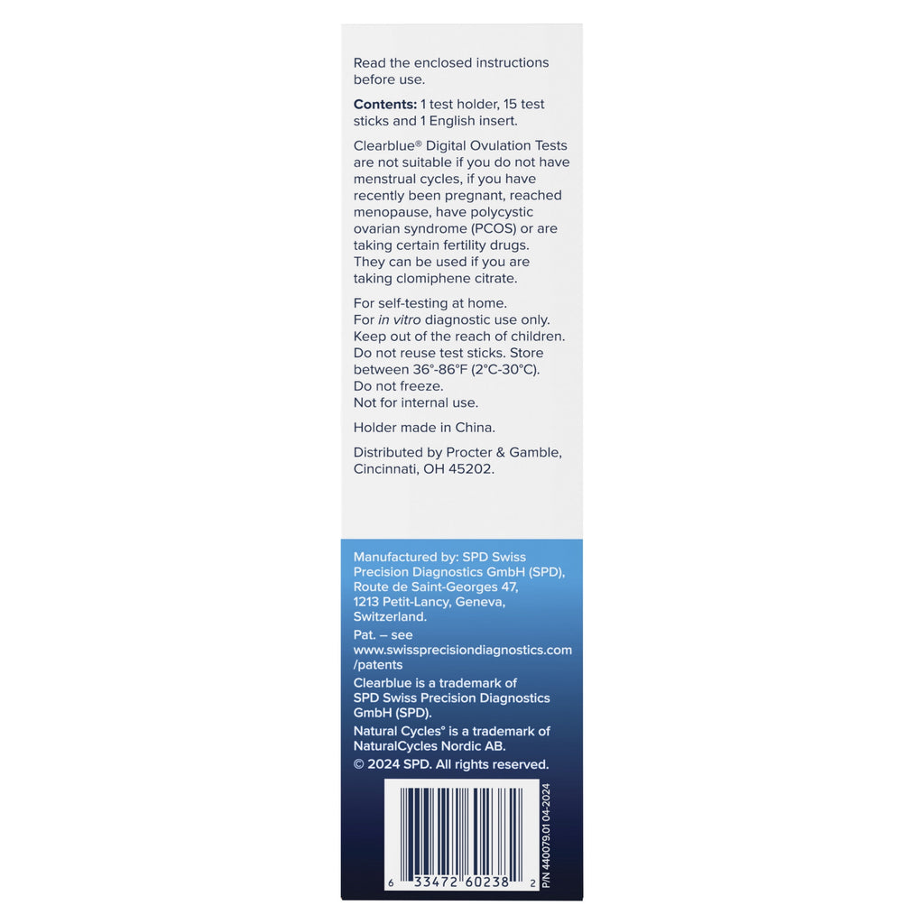 Clearblue & Natural Cycles Birth Control Ovulation Test Refill Pack, 15 Digital Ovulation Tests