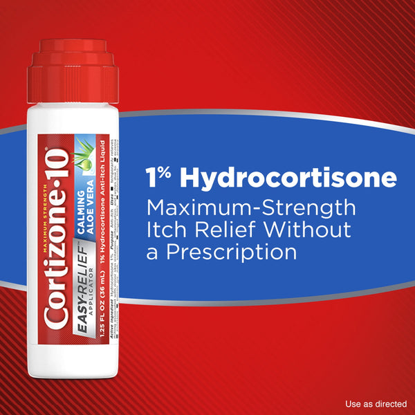 Cortizone-10 1% Hydrocortisone Anti Itch Roll-on Liquid for Eczema and Bug Bite Relief, Maximum Strength, 1.25 fl oz