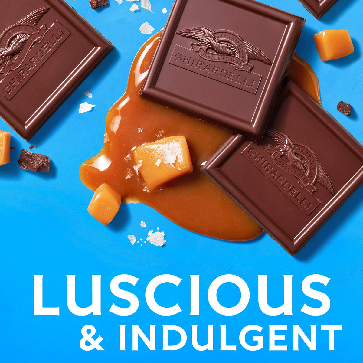 GHIRARDELLI Dark Chocolate Candy SQUARES with Sea Salt Caramel Filling, 9 oz Bag