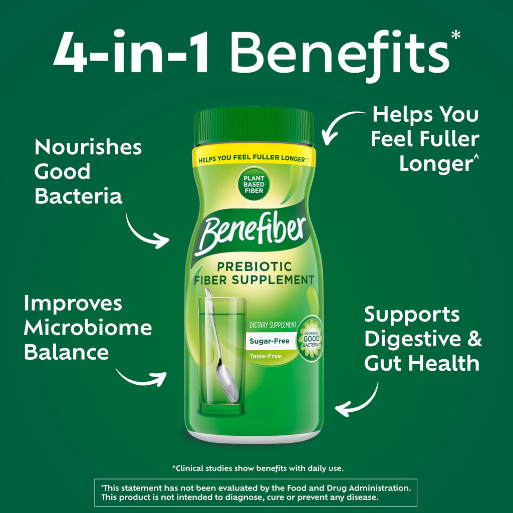 Benefiber Daily Prebiotic Glp-1 Friendly Fiber Supplement Powder, Unflavored -124 Teaspoons (8.7 Ounces)