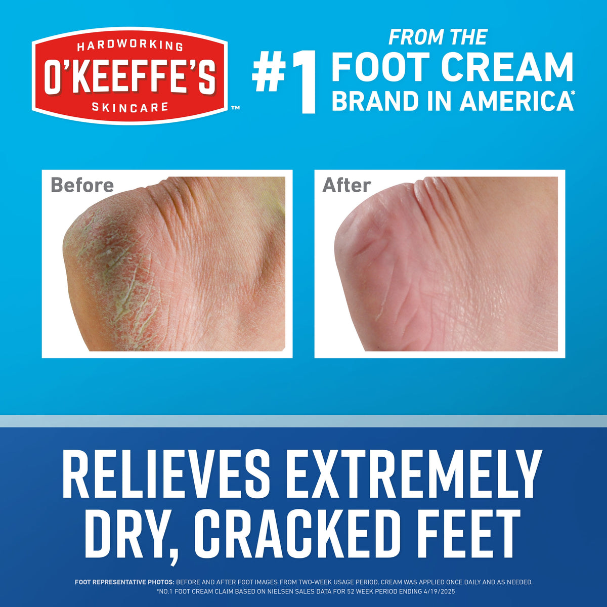 O'Keeffe's Healthy feet Cream Tube 3oz - Concentrated Relief for Dry, Cracked feet; Diabetic Safe