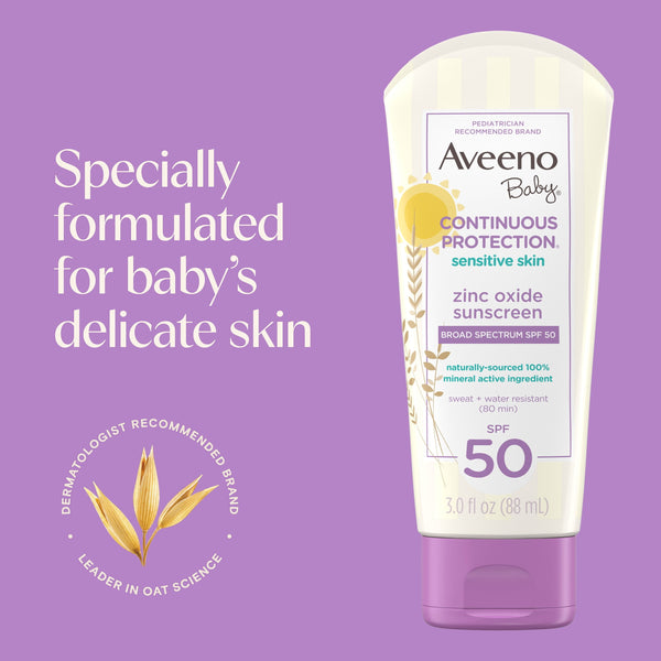 Aveeno Baby Continuous Protection Mineral Baby Sunscreen SPF50 3 Fl oz