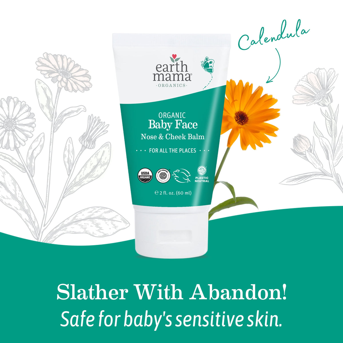 Earth Mama Organic Baby Face Nose and Cheek Balm, 2 fl oz