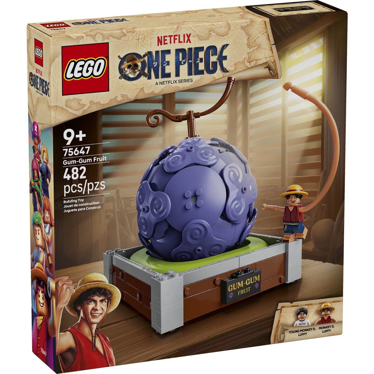 LEGO One Piece Gum Gum Fruit Building Toy Set with Luffy Minifigure, Ages 9+, 75647