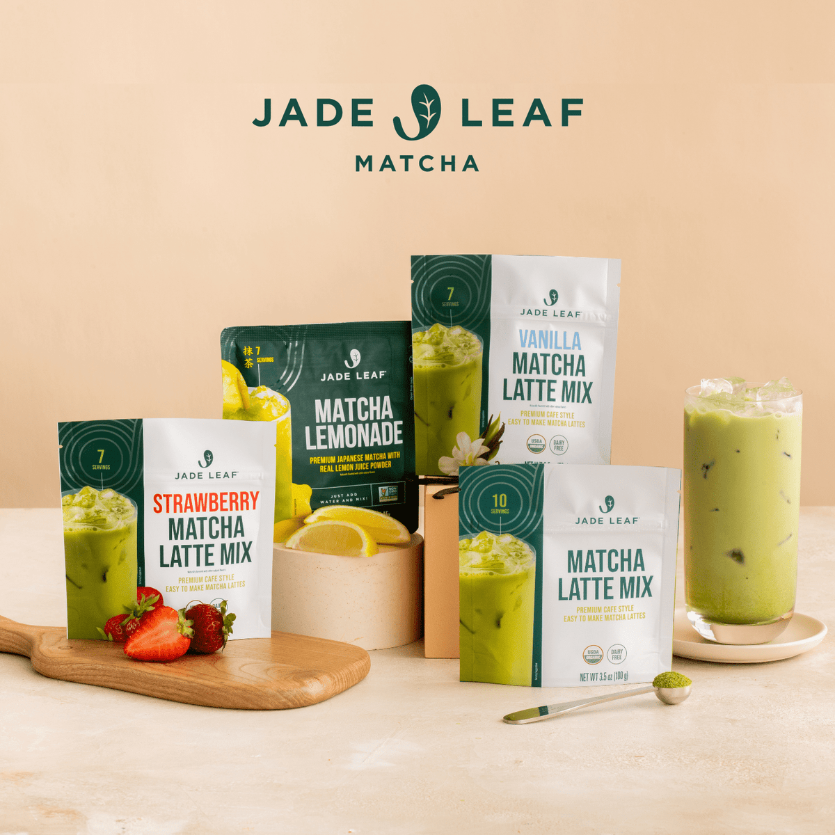 Jade Leaf Matcha, Organic Latte Mix, Powdered Tea, 3.5 Oz