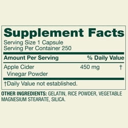 Spring Valley Apple Cider Vinegar General Health & Wellness Dietary Supplement Capsules, 450 mg, 250 Count