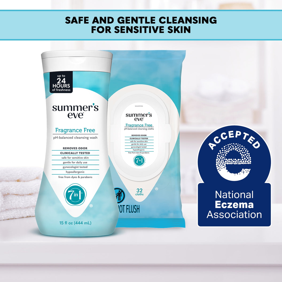 Summer’s Eve Fragrance Free Gentle Daily Feminine Wipes, 32 Ct
