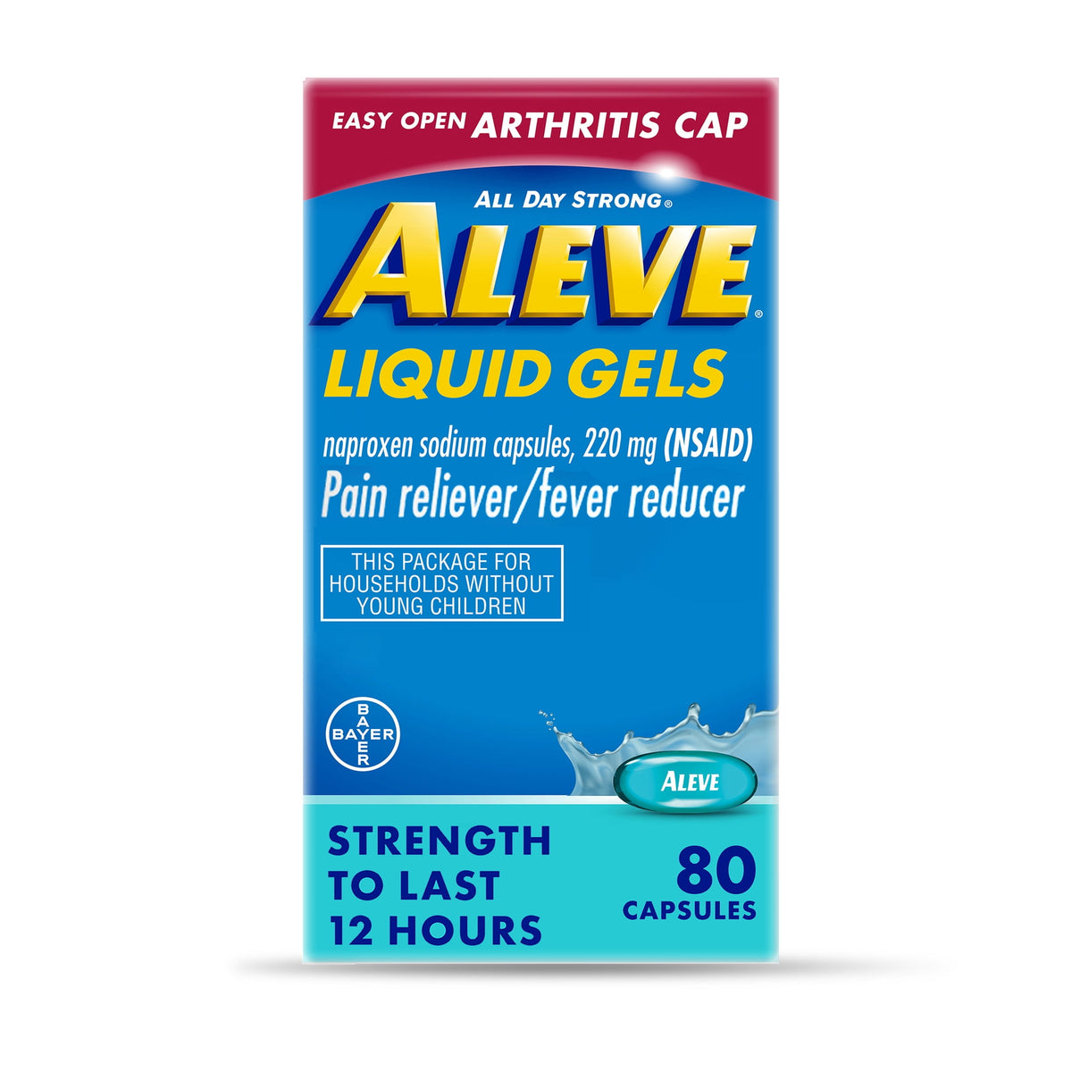 Aleve Pain Relief Liquid Gels Easy Open Arthritis Cap, Naproxen Sodium  80 Count