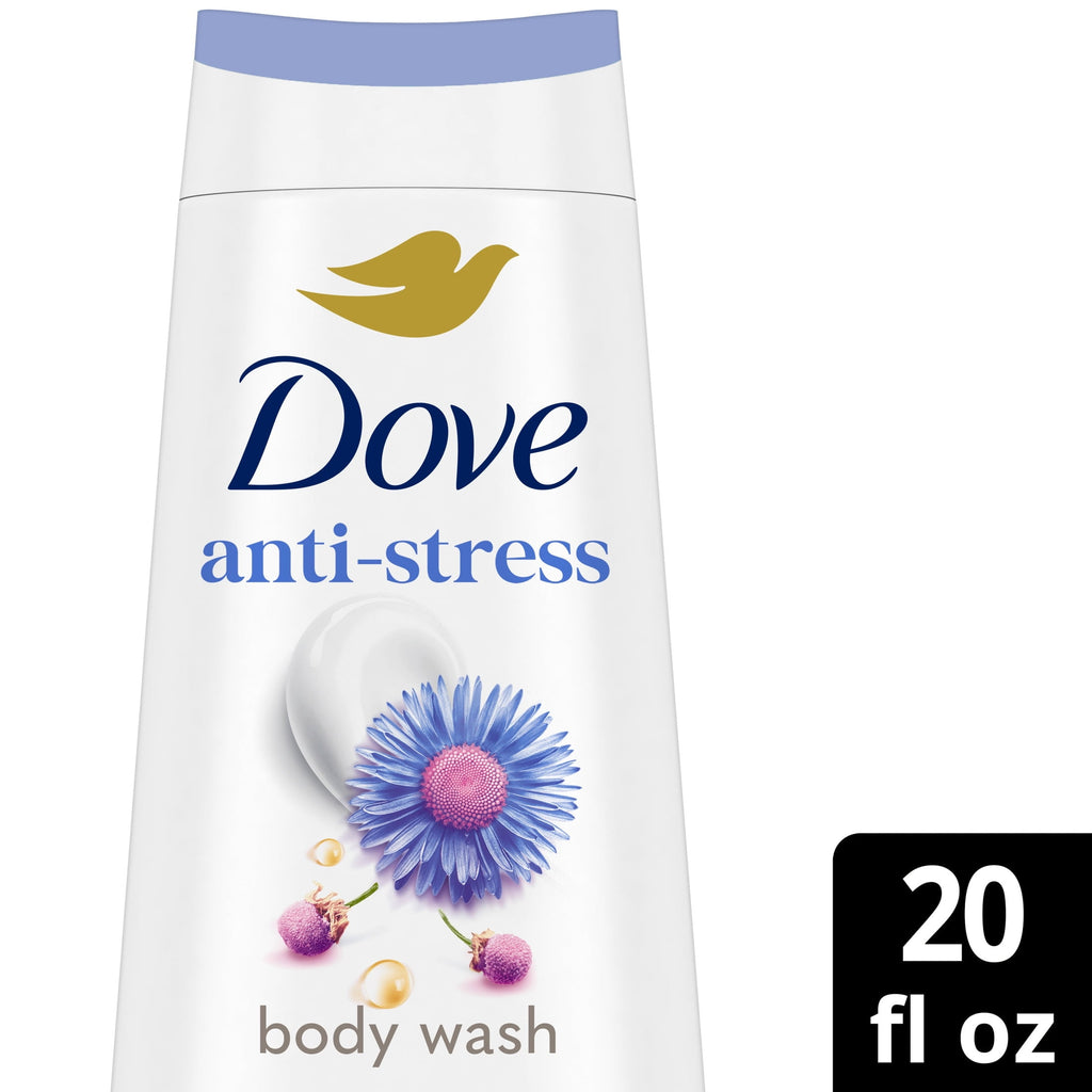 Dove Body Wash For 24hr Lotion-Soft Skin Anti-Stress Blue Chamomile & Oat Milk Moisturizing Skin Cleanser With No Sulfates No Parabens ,20 fl oz