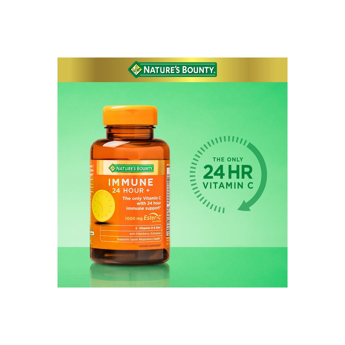 Nature's Bounty Immune 24 Hour Vitamin C, D3 & Zinc for Immune Support, 1000 mg Softgels, 50 Count