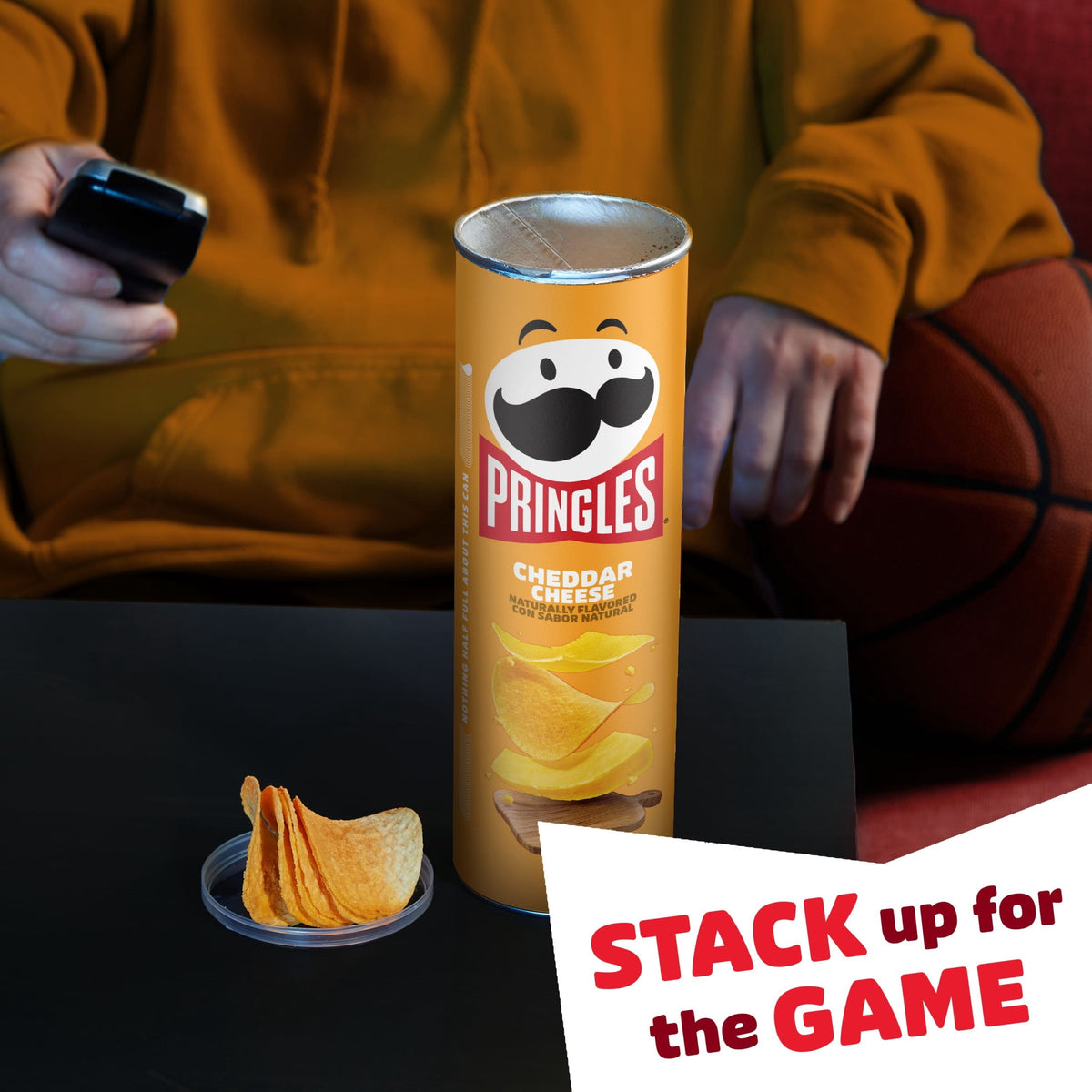 Pringles Cheddar Cheese Potato Crisps Chips, Lunch Snacks, 5.5 oz Canister
