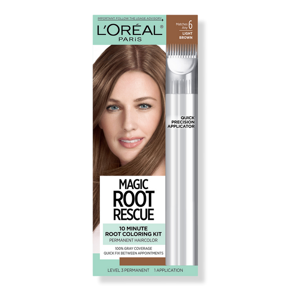 L'Oréal Magic Root Rescue 10 Minute Permanent Coloring Kit, 6 Light Brown, Ansatzfarbe-Set