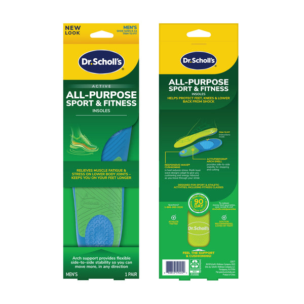 Dr. Scholl's All Sport & Fitness Insoles for Men Shoe Sizes 8-14, 1 Pair