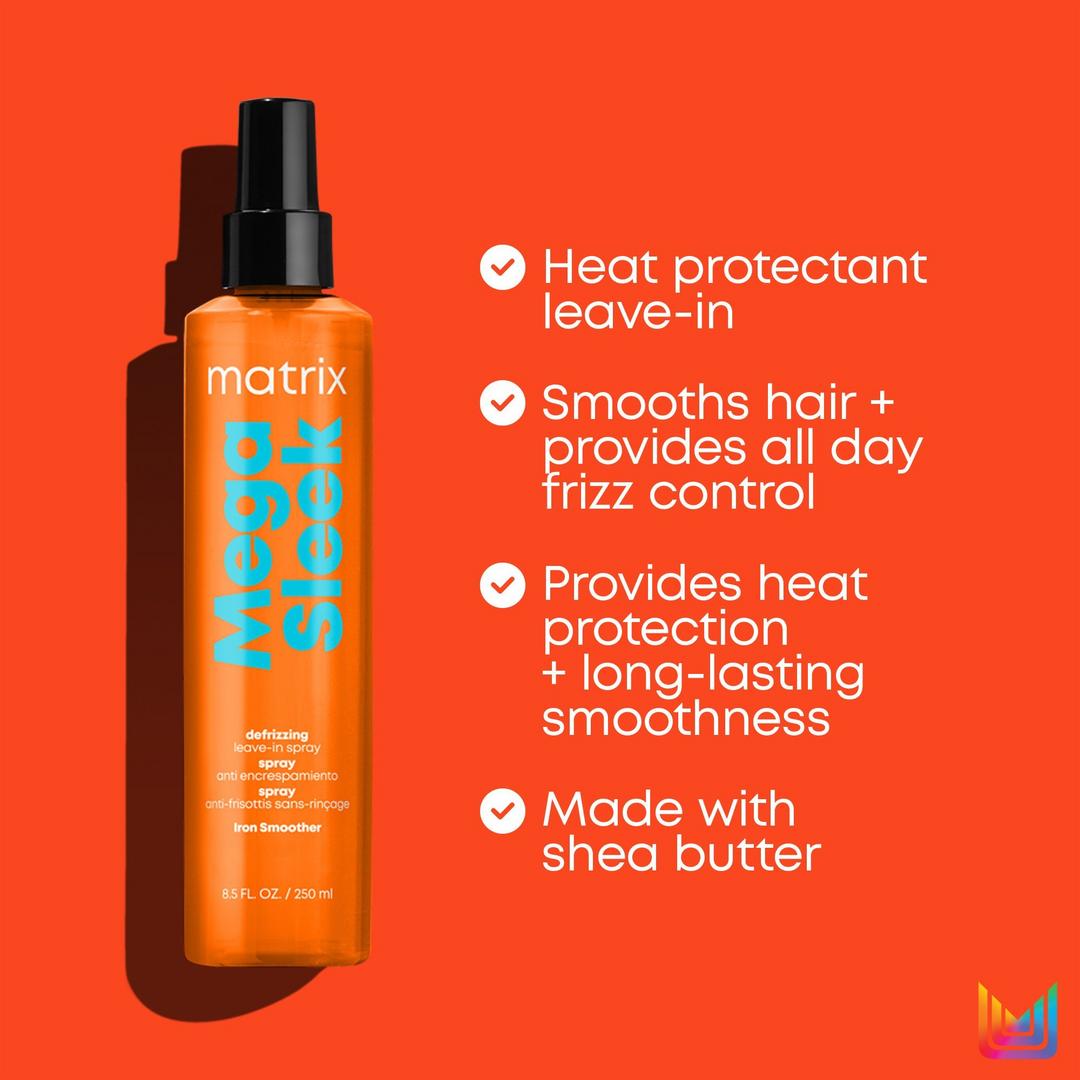 Matrix Total Results Mega Sleek Iron Smoother Defrizzing Leave-In Spray, 8.5 oz