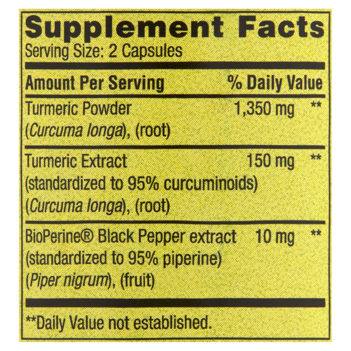Spring Valley Ultra Strength Turmeric Curcumin Dietary Supplement Vegetarian Capsules for General Wellness, 1500 mg, 90 Count