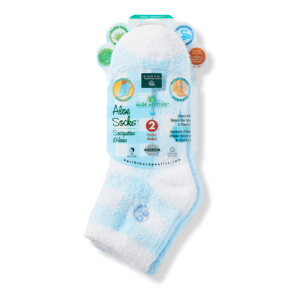 Plaid & Solid Blue Aloe Socks