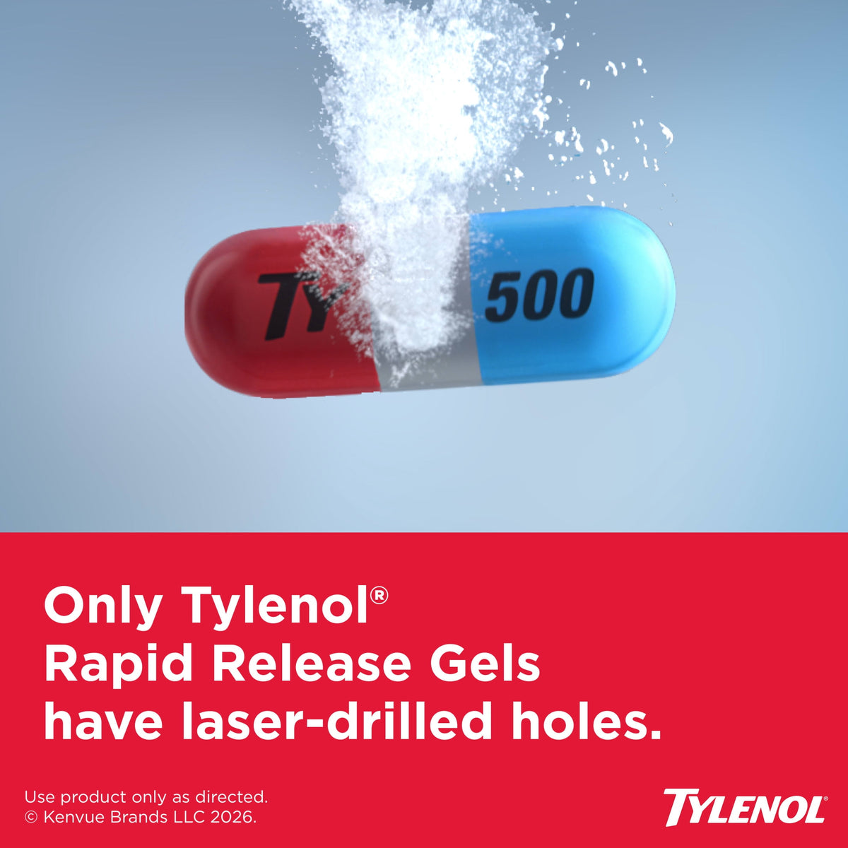 Tylenol Rapid Release Extra Strength Gelcaps, Acetaminophen 500 mg, Strong, Fast, 100 Count