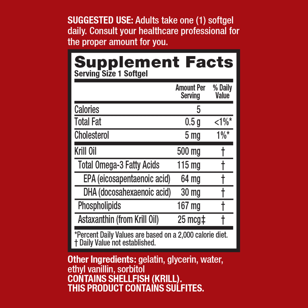 MegaRed Extra Strength 500mg Omega-3 Fish Krill Oil Supplements, Heart Brain Eyes Joints Health, 80 Softgels